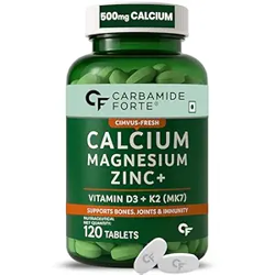 Carbamide Forte Calcium Tablets for Women & Men | Calcium Magnesium Zinc Tablets | Calcium Supplements for Men with Vitamin K2 MK7 & Vitamin B12 - Bone Health & Joint Support - 120 Tablet for Men