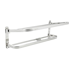 Amazon Basics Bathroom Accessories Stainless Steel 304 Grade | Dual Folding Towel Rack for Bathroom/Towel Stand/Hanger/Bathroom Organizer with 5 Hooks | 24 Inch, Chrome Finish