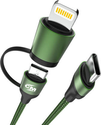 Callmate 2-in-1 Cable 2 A 1 m 65W Data & Fast Charging(Compatible with Compatible with Type C and Lightning Devices, Green, One Cable)
