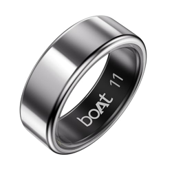 boAt New Launch SmartRing Active Plus, Auto Heart Rate, Sleep, SpO2, Stress & Skin Temperature Monitor, Stainless-Steel Build, Lightweight, 30-Days Battery, Magnetic Charging Case(11, Radiant Silver)