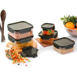 CELLO Modulock Storage Container Set of 6, (260ml, 600ml, 1000ml x 2 Each), Transparent | Food Grade Stackable Air Tight Plastic Kitchen Fridge Container Box Sets For Grains, Pulses, Spice & Cookies