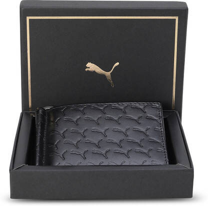 Men Black Genuine Leather Wallet(4 Card Slots)