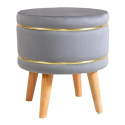 Smart Furniture CityPouffes Sitting Stool for Living Room, Puffy Wooden Ottoman Stools, Pouffe Footstool, Pouf for Office Home Decoration & Dressing Table, (Grey, Single Stool)