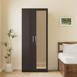 Amazon Brand - Solimo Medusa Engineered Wood 2 Door Wardrobe Full Mirror (Wenge Finish)