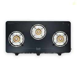 Preethi Alya Glass Top Gas Stove | 3 Burners I Lifelong Free Service I 5-Year Warranty I ISI Certified I 6mm Toughened Glass I Heavy Duty Brass Burners