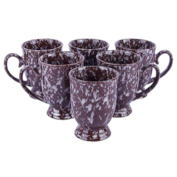 Anwaliya Goblet Series Ceramic Coffee Mugs, 280 ML, Snow Brown, Set of 6