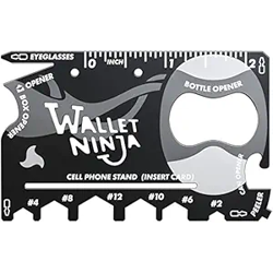 Wallet Ninja 18 in 1 Multi-purpose Credit Card Size Metal Pocket Tool Key Holder