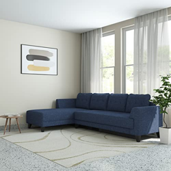 Amazon Brand - Solimo Tissburg 6 Seater RHS Sectional Sofa (Fabric, Blue)