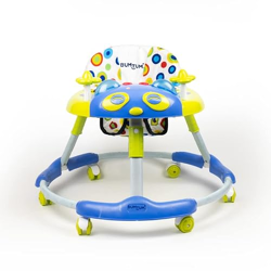 Bumtum Baby Kitty Walker for 06 to 48 Months with Parent Handle Rod | Foldable Activity Walker| Baby Blue & Yellow Walker