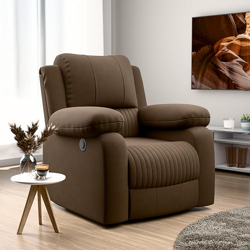 Green Soul Laze (R3)| Single Seater Electric Recliner Sofa with Soft Suede Fabric & Luxuriously Padded Body | Rocking & Revolving with 3 Year Warranty (Brown)
