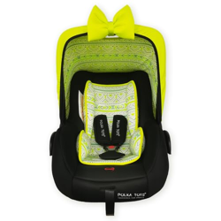 Polka Tots 5 in 1 Green Baby Car Seat for 0 to 15 Month New Born Toddler, Convertible Infant Carry Cot with Reclining Position, Safety Rocker & Feeding Seat Adjustable with Cushion