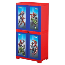 CELLO Kidzbee Mega Marvel Avenger Series | Themed Design- Mighty Heroes; Red & Blue | Cabinet PP Plastic Material | Dream Word & Space-Saving Compact Size | Ideal for Kids' Rooms