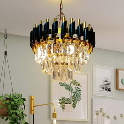 Desidiya Black Mamba Modern Crystal Pendant Light 2 Tiers Black and Go