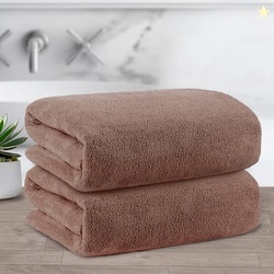Story@Home Towels for Bath Large Size | Microfiber Towels for Bath | Towel Set of 2 | 400 GSM | 70 x 140cm | Light Brown| Bath Towels for Men, Women & Kids | Gym Towel | Perfect for Everyday Use