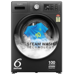 Whirlpool 7 Kg 5 Star Inverter Front Load Washing Machine with In-Built Heater (SUPREME CARE 7012 -E, Midnight Grey, 100+ Tough Stains, Steam Technology, 2025 Model)