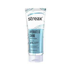 Streax Skin Hydrate & Shine Face wash cleanser,100 ml | 4% Hyaluronic & Glutathione Serum complex|Face wash for man & woman| SLES & Paraben Free| All skin types