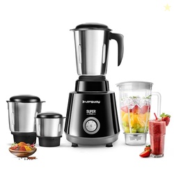 Longway Super Pro Juicer Mixer Grinder | Up to 750 Watt Powerful Motor | 4 Jars for Grinding, Mixing, Juicing | 2 Year Warranty | Black & Gray
