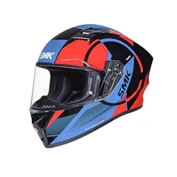 Smk Stellar Sports S01 Faro Helmet ISI Dot & Ece- 06 Certified Full Face Helmet with Anti Fog Clear Visor Helmet