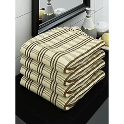 Athom Living Ecosaviour Premium Cotton Bath Towel Alfa Yellow (Pack of 4)