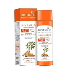 Biotique Bio Sandalwood Sunscreen Ultra Soothing Face Lotion, SPF 50+ |Ultra Protective Lotion| Keeps Skin Soft, Fair and Moisturized| Water Resistant| For All Skin Types| 190ml