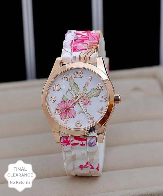 blutech Analog Watch - For Girls Multi Colour Dial Floral Print Belt