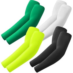 ROXUN 4 Pairs UV Sun Protection Cooling Sleeves,Compression Cricket Sports Hand Cover for Men/Women Black+White+Green+Fluorescent