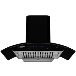 Crompton IntelliSense 90 cm Curved Glass Kitchen Chimney with 1439 m/hr Suction, Smart On & Intelligent Auto-Clean | Silent Kitchen Chimney With Baffle Filter (Black, CHD-ISC90BFE-IND)