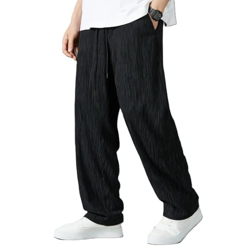 LOUIS SENSE Men's Loose Pants (TROUSER-05-GREY_Black