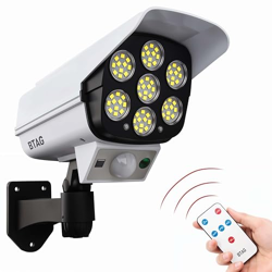 Btag Solar Motion Sensor Sun-Powered Light with Remote | Security Camera Style Outdoor LED Light | Waterproof Wall Mount for Home, Garden, Driveway | Pack of 2 (SL006_PO2)