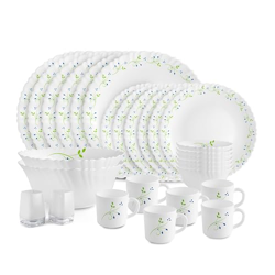 Cello Dazzle Series Tropical Lagoon Opalware Dinner Set | 28Pcs | White | Microwave & Dishwasher Safe | Light-Weight & Durable | Chip & Scratch Resistant | Best for Special Occasion & Gifting Purpose