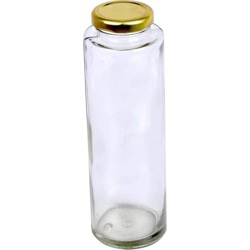 Somil Glass Storage And Serving Bottle With Metal Lid For Water, Milk, & Other Drinks, Transparent, Food Grade, Smell & Spot Free, 350 Ml, Size - 5.7 X 5.7 X 18.5 Cm