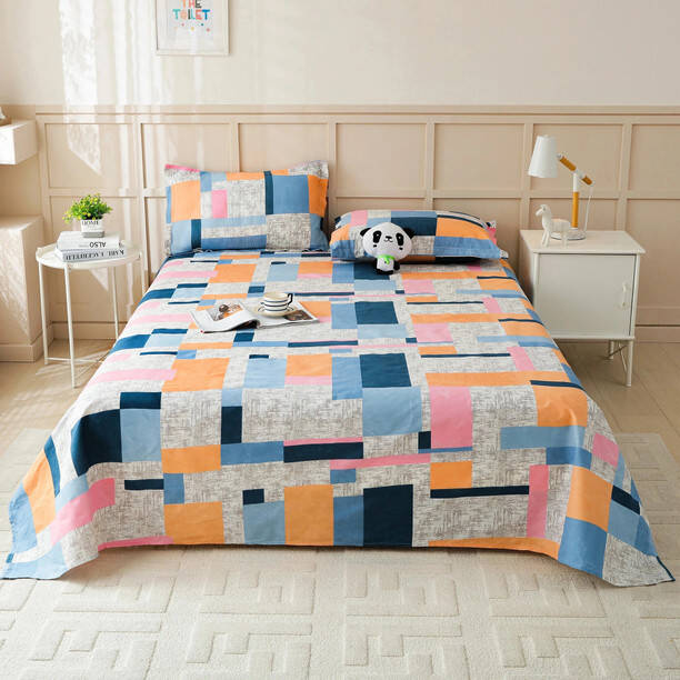 Story@home 180 TC Microfiber Double Printed Flat Bedshe...