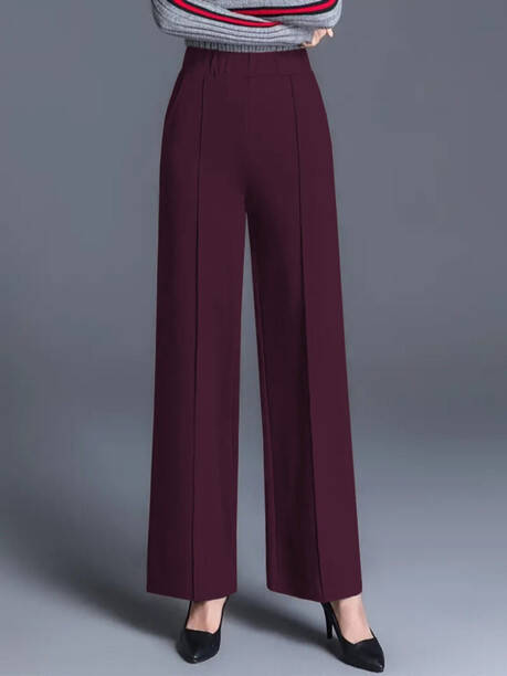 VDTREND Women Regular Fit Maroon Cotton Blend Trousers