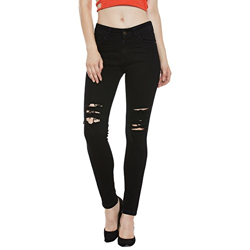Miss Chase Women's Black Slim Fit Ripped Denim Jeans(MCAW17DEN02-11-62