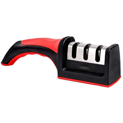 KDR Knife Sharpener Tool, 3 Stages Sharpener with Handle, Chef's Knives Kitchen Accessories to Restore Non-Serrated Knife Blades Quickly, Safely