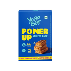 Yogabar Power Up 20g Protein Bar (5 Bars, Variety Pack, No Added Sugar