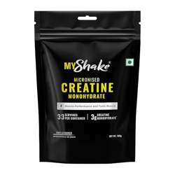 MyShake Micronised Creatine Powder - 100gm (33 Servings) | 3g Creatine Monohydrate Per Serve | Rapid Absorption, Boost Strength & Fuels Muscle | Supports Athletic Performance & Power