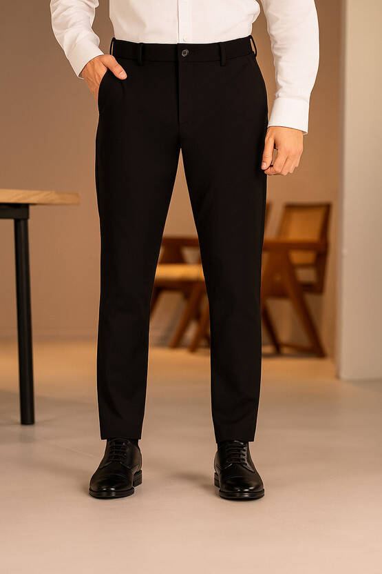 The Revenant Men Slim Fit Black Cotton Blend Trousers