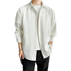 Leriya Fashion Men's Formal Button Down Shirt  Slim Fit Office Wear Shirt's for Men | Textured Long Sleeve Cotton Blend | Business & Meeting Ready (Available in Plus Size and Combo Pack of 2) White
