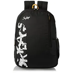 Skybags Casual Standard Backpack 28L, 2 Main Compartments, Bottle Pocket, Front Pocket, Padded Shoulder Straps | Black | Brat