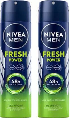 NIVEA Fresh Power Deo Spray, 48h Derma Odour Protection with Citrus, Musk, Spice Body Spray - For Men(150 ml, Pack of 2)