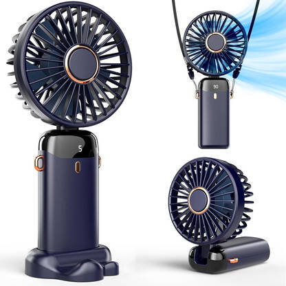 Hokiit Mini Hand Fan, Portable mini Fan USB Rechargeable Fan ,Small Pocket Fan Mini Portable Hand Fan with 5 Speedwith 1800mah battery USB Fan USB Fan(Dark Blue)