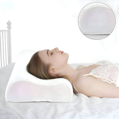 AD-RML Cervical Contour Smooth Memory Foam Pillow, Orthopedic, Stomached, Side Sleepers Memory Foam Nature Orthopaedic Pillow Pack of 1(Dark White)