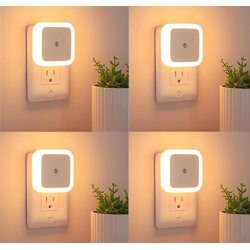 PANCA 4pc Night Lamp Sensor Light for Bedroom Bed Side Home | Smart Automatic ON/Off Dim LED Lights | Energy Saving 0.5W Lamp | Long Life for Hallway, Stairs, Kitchen, Bathroom (Warm) (Pack of 3)