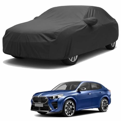 Sulfar 100% Water Resistant Car Body Cover Compatible with Mirror for BMW X2 (Triple Stitched, Full Bottom Elastic, Dark Grey)