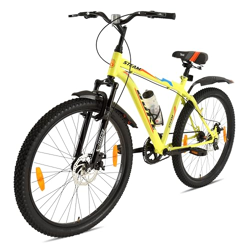 Avon Buke Steam Cycle for Men Adult Rigid Bicycle 26T MTB Cycle| High-Tensile Steel Frame: 18" inches | Suspension, Disc Brake and Double Wall Alloy/Short Bend (Matt Gloss Finish Neon Green)
