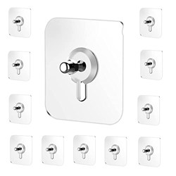 RAYMOX Adhesive Hooks Heavy Duty Photo Frame Wall Hooks, Nail Hook for Hanging Coat, Towel Robe Hook Rack Wall Mount- Bathroom and Bedroom Hooks for Wall Without Drilling (Trasparent 10 Pack)