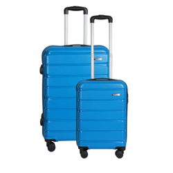 TEAKWOOD LEATHERS Hardside Wheels Trolley Bag, Hard Cabin with Zipper Closure, Adjustable Push Button & Cross Side Strap, Lock System 360 Degree (55 CM, 65 CM, Royal Blue)