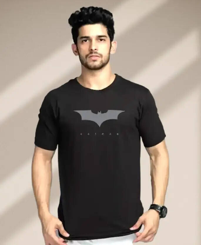 De Tees Men Graphic Print Round Neck Polyester Black T-Shirt