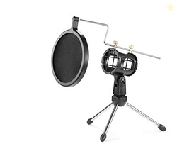 Powerpak F-9 Foldable Desktop Microphone Tripod Stand with Shock Mount